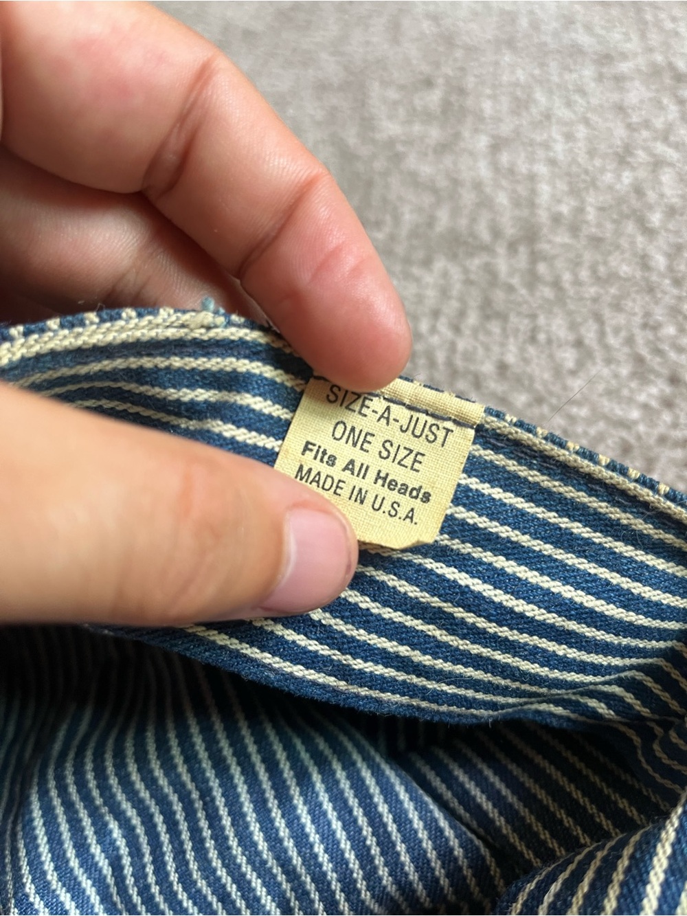 VTG 70’s Hickory Striped Train Conductor Cap - Picture 6 of 6